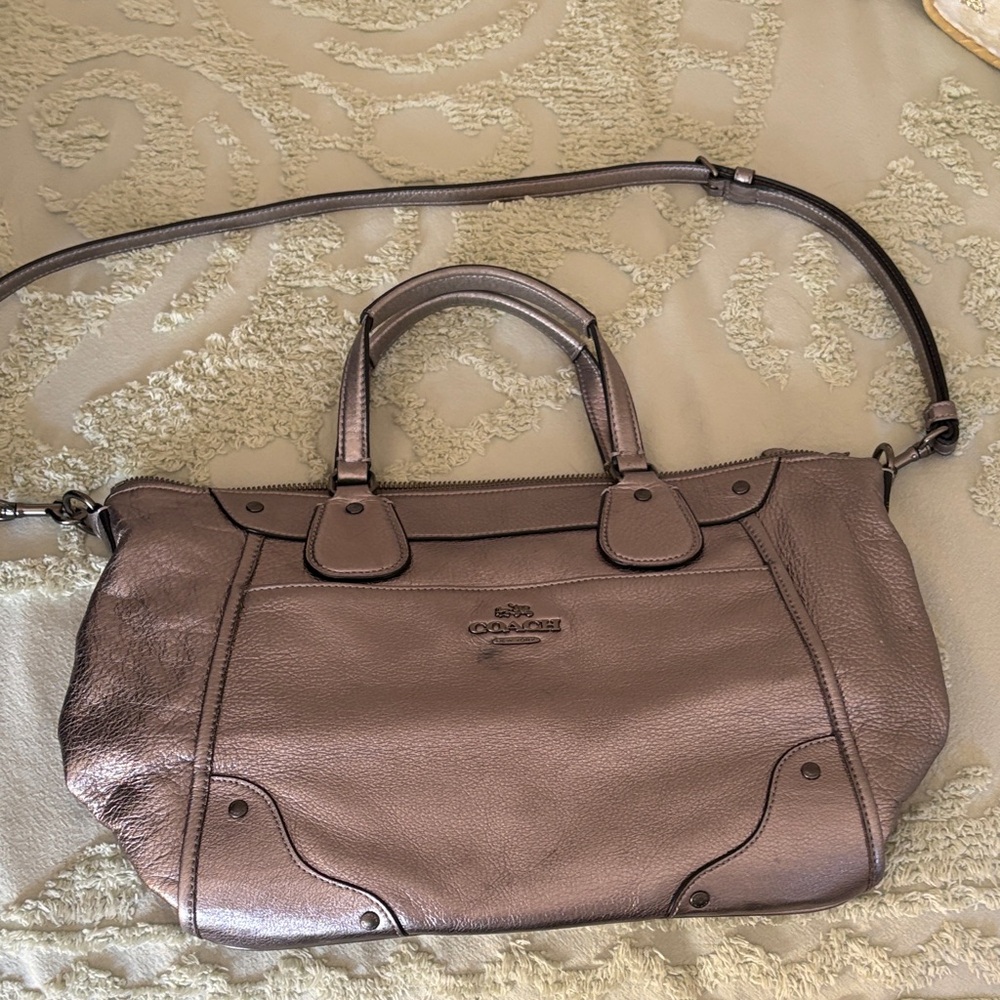 Coach Metallic Shoulder Bag in Silver